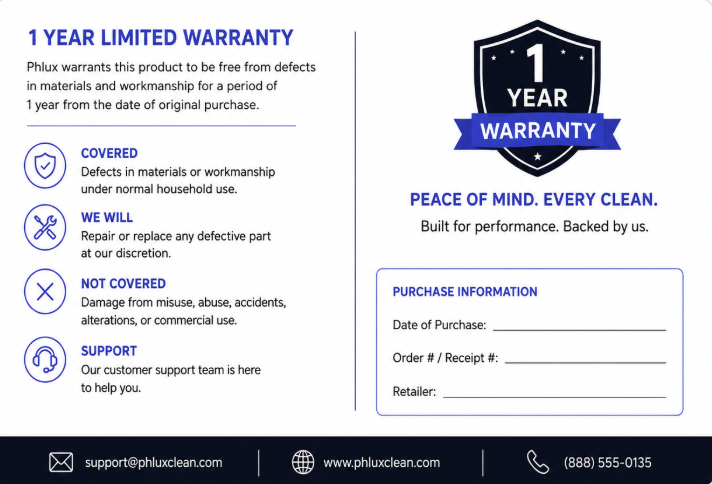 1 Year Warranty Card